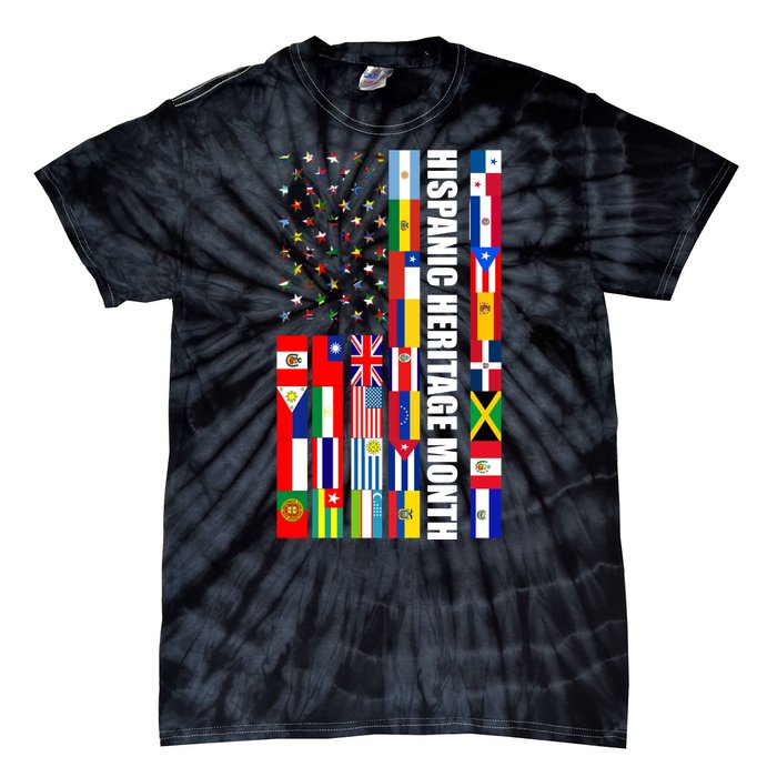 Hispanic Heritage Month Countries United Flag Tie-Dye T-Shirt