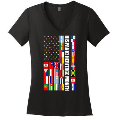 Hispanic Heritage Month Countries United Flag Women's V-Neck T-Shirt