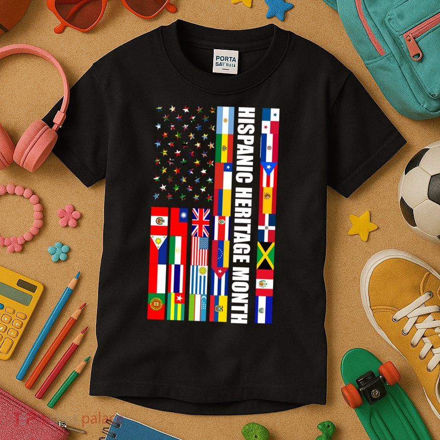 Hispanic Heritage Month Countries United Flag Kids T-Shirt