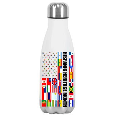 Hispanic Heritage Month Countries United Flag Stainless Steel Insulated Water Bottle