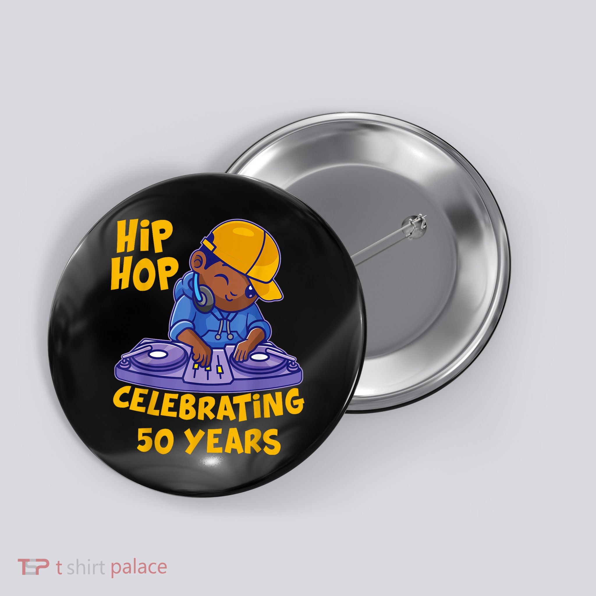 Hip Hop Music 50th Anniversary Black History DJ Dance Rapper Button