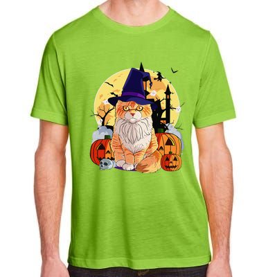 Happy Halloween Maine Coon Cat Witch Pumpkin Adult ChromaSoft Performance T-Shirt