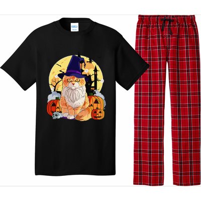 Happy Halloween Maine Coon Cat Witch Pumpkin Pajama Set