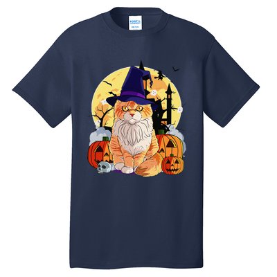 Happy Halloween Maine Coon Cat Witch Pumpkin Tall T-Shirt