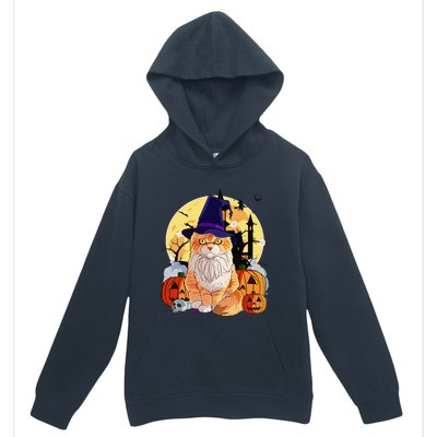 Happy Halloween Maine Coon Cat Witch Pumpkin Urban Pullover Hoodie