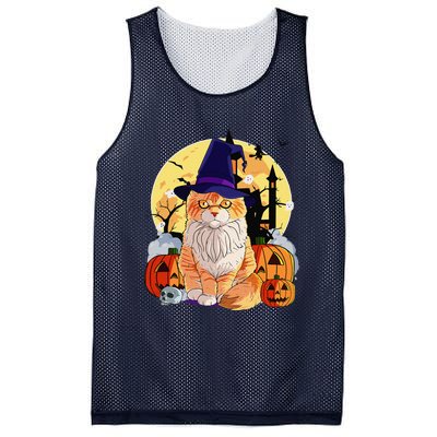 Happy Halloween Maine Coon Cat Witch Pumpkin Mesh Reversible Basketball Jersey Tank