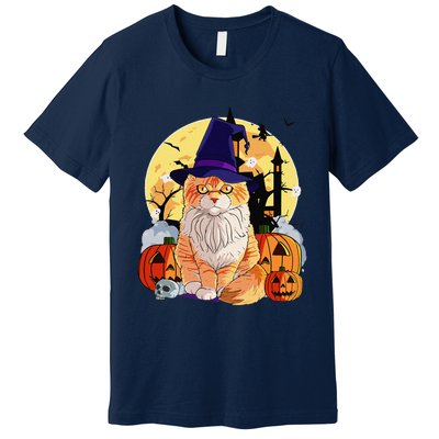 Happy Halloween Maine Coon Cat Witch Pumpkin Premium T-Shirt