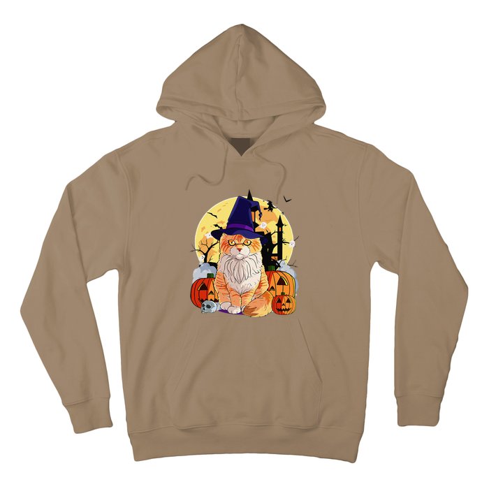 Happy Halloween Maine Coon Cat Witch Pumpkin Hoodie