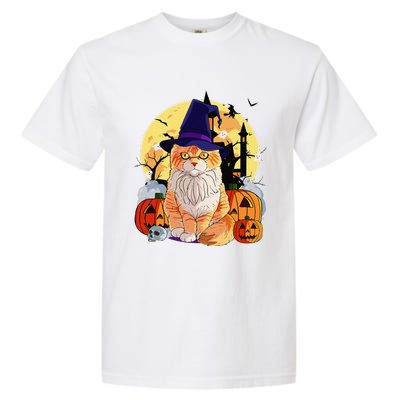 Happy Halloween Maine Coon Cat Witch Pumpkin Garment-Dyed Heavyweight T-Shirt