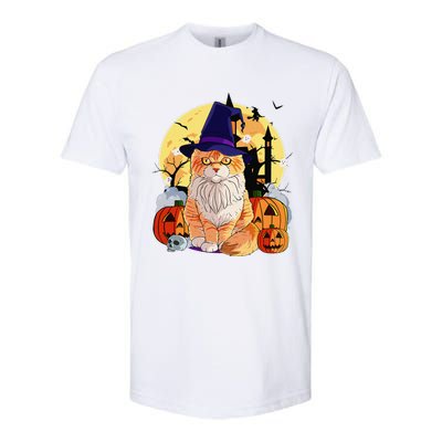 Happy Halloween Maine Coon Cat Witch Pumpkin Softstyle CVC T-Shirt