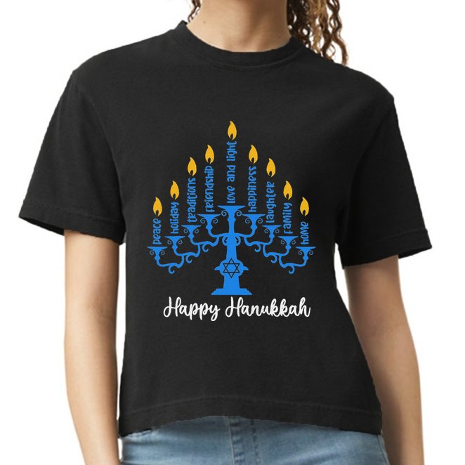 Happy Hanukkah Menorah Inspirational Chanukah Jewish Comfort Colors Boxy T-Shirt