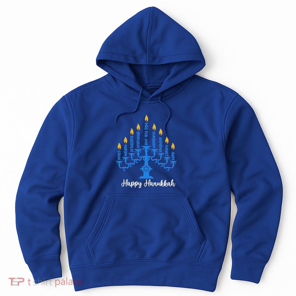 Happy Hanukkah Menorah Inspirational Chanukah Jewish Hoodie