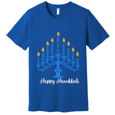 Happy Hanukkah Menorah Inspirational Chanukah Jewish Premium T-Shirt