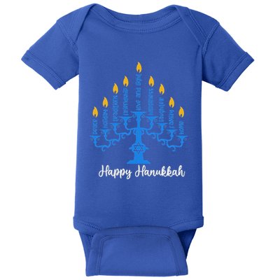 Happy Hanukkah Menorah Inspirational Chanukah Jewish Baby Bodysuit