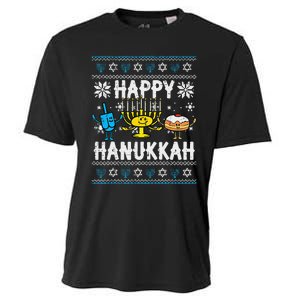 Happy Hanukkah Menorah Dreidel Ugly Chanukah Cooling Performance Crew T-Shirt