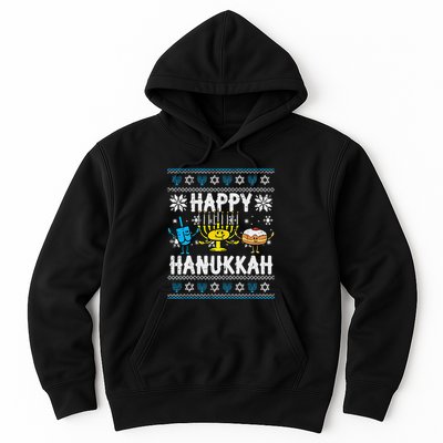 Happy Hanukkah Menorah Dreidel Ugly Chanukah Hoodie