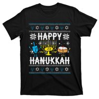 Happy Hanukkah Menorah Dreidel Ugly Chanukah T-Shirt