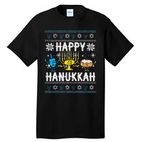 Happy Hanukkah Menorah Dreidel Ugly Chanukah Tall T-Shirt