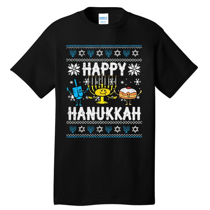 Happy Hanukkah Menorah Dreidel Ugly Chanukah Tall T-Shirt