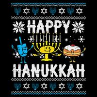 Happy Hanukkah Menorah Dreidel Ugly Chanukah Button