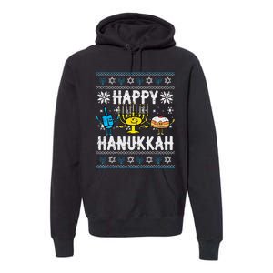 Happy Hanukkah Menorah Dreidel Ugly Chanukah Premium Hoodie