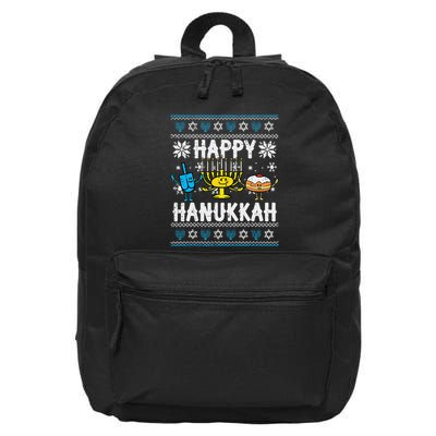 Happy Hanukkah Menorah Dreidel Ugly Chanukah 16 in Basic Backpack