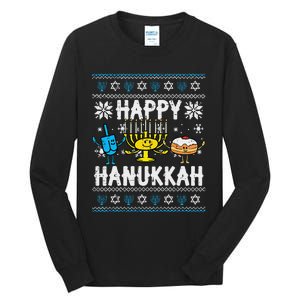 Happy Hanukkah Menorah Dreidel Ugly Chanukah Tall Long Sleeve T-Shirt