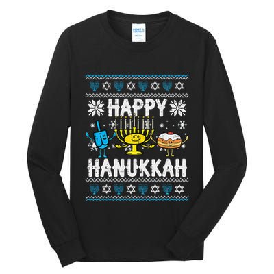 Happy Hanukkah Menorah Dreidel Ugly Chanukah Tall Long Sleeve T-Shirt
