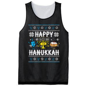 Happy Hanukkah Menorah Dreidel Ugly Chanukah Mesh Reversible Basketball Jersey Tank