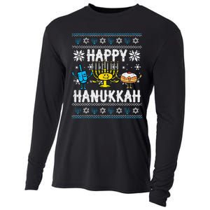 Happy Hanukkah Menorah Dreidel Ugly Chanukah Cooling Performance Long Sleeve Crew