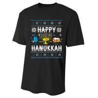 Happy Hanukkah Menorah Dreidel Ugly Chanukah Performance Sprint T-Shirt