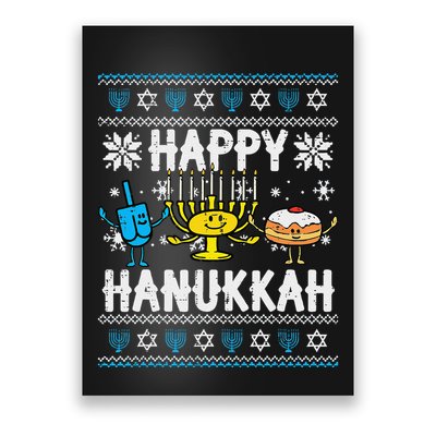 Happy Hanukkah Menorah Dreidel Ugly Chanukah Poster