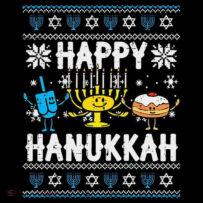Happy Hanukkah Menorah Dreidel Ugly Chanukah Premium T-Shirt