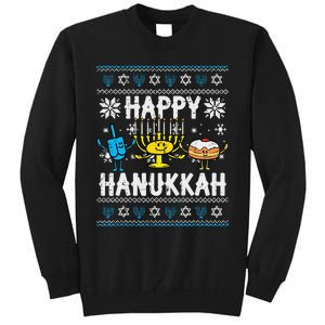 Happy Hanukkah Menorah Dreidel Ugly Chanukah Tall Sweatshirt