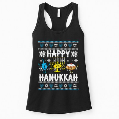 Happy Hanukkah Menorah Dreidel Ugly Chanukah Womens Tank Top