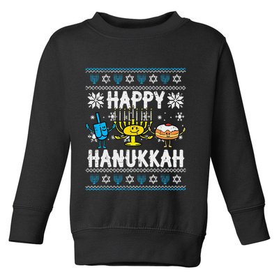 Happy Hanukkah Menorah Dreidel Ugly Chanukah Toddler Sweatshirt