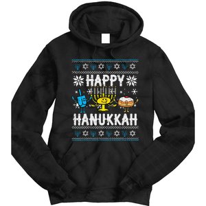 Happy Hanukkah Menorah Dreidel Ugly Chanukah Tie Dye Hoodie