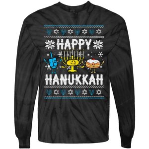 Happy Hanukkah Menorah Dreidel Ugly Chanukah Tie-Dye Long Sleeve Shirt