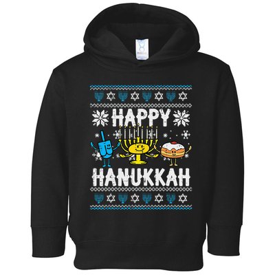 Happy Hanukkah Menorah Dreidel Ugly Chanukah Toddler Hoodie