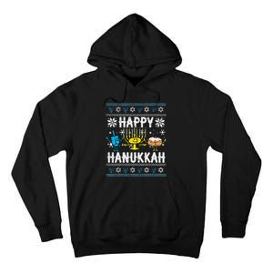 Happy Hanukkah Menorah Dreidel Ugly Chanukah Tall Hoodie