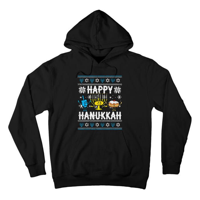 Happy Hanukkah Menorah Dreidel Ugly Chanukah Tall Hoodie