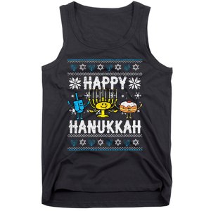 Happy Hanukkah Menorah Dreidel Ugly Chanukah Tank Top