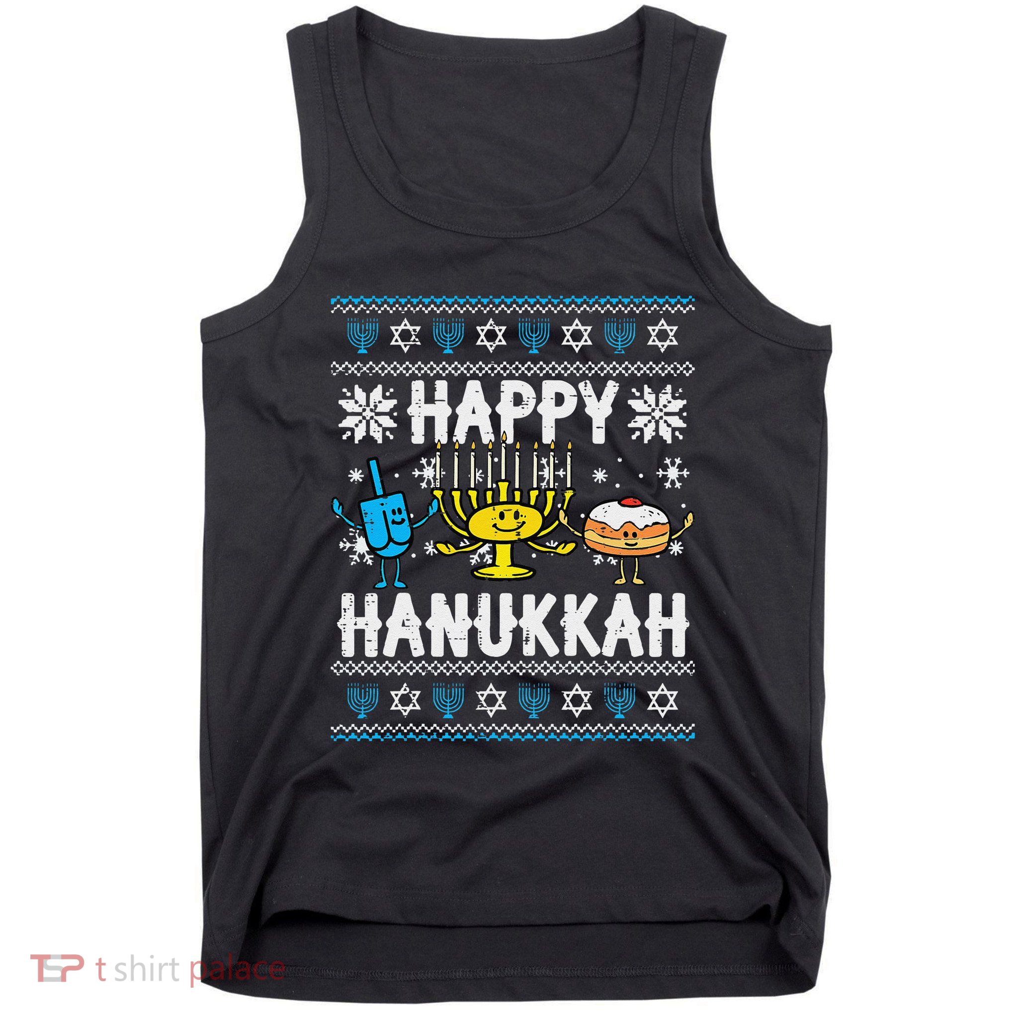 Happy Hanukkah Menorah Dreidel Ugly Chanukah Tank Top