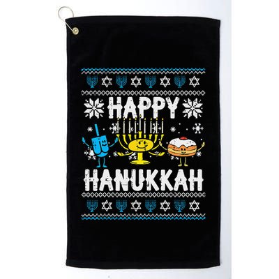 Happy Hanukkah Menorah Dreidel Ugly Chanukah Golf Towel