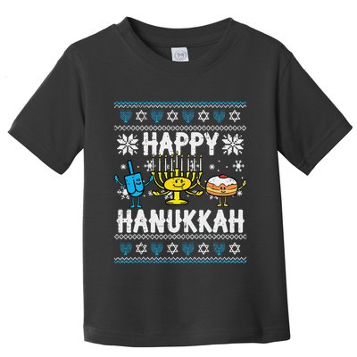 Happy Hanukkah Menorah Dreidel Ugly Chanukah Toddler T-Shirt