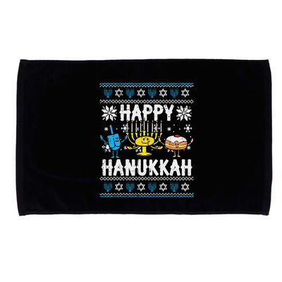 Happy Hanukkah Menorah Dreidel Ugly Chanukah Microfiber Hand Towel