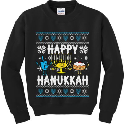 Happy Hanukkah Menorah Dreidel Ugly Chanukah Kids Sweatshirt