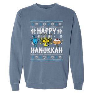 Happy Hanukkah Menorah Dreidel Ugly Chanukah Garment-Dyed Sweatshirt