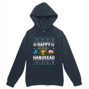 Happy Hanukkah Menorah Dreidel Ugly Chanukah Urban Pullover Hoodie