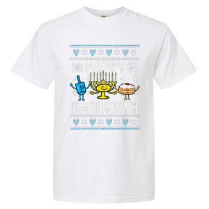 Happy Hanukkah Menorah Dreidel Ugly Chanukah Garment-Dyed Heavyweight T-Shirt